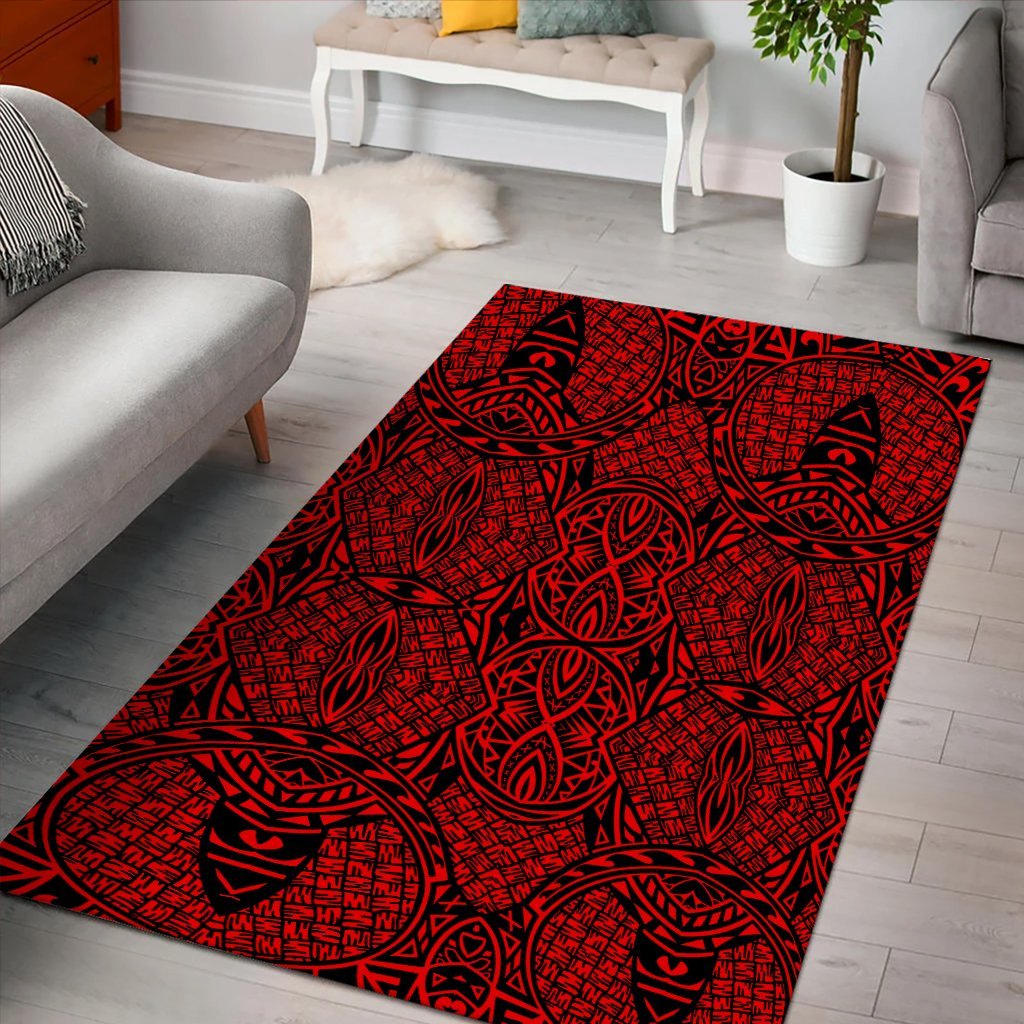 Hawaii Polynesian Lauhala Mix Red Area Rug - AH - Polynesian Pride