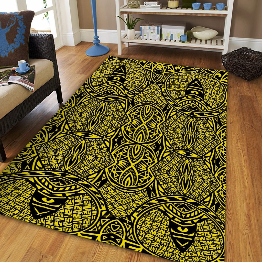 Hawaii Polynesian Lauhala Mix Yellow Area Rug - AH - Polynesian Pride