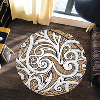 Hawaii Polynesian Maori Ethnic Ornament Gold Round Carpet - AH - Polynesian Pride