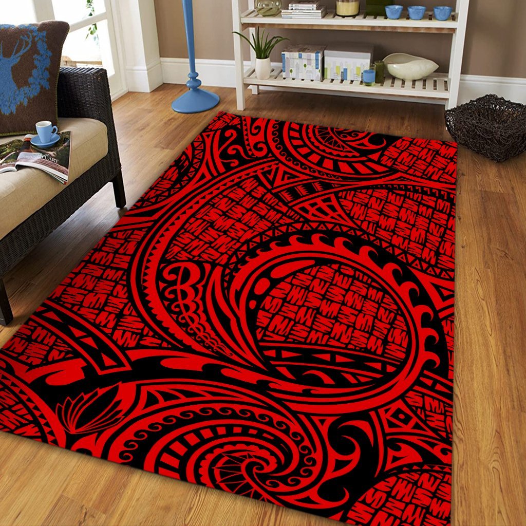Hawaii Polynesian Maori Lauhala Red Area Rug - AH - Polynesian Pride