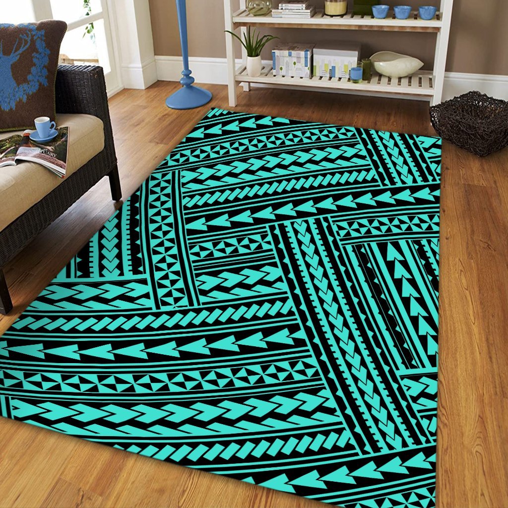 Hawaii Polynesian Nation Turquoise Area Rug - AH - Polynesian Pride