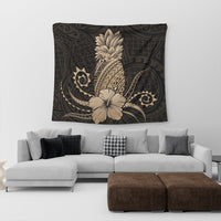 Hawaii Polynesian Pineapple Hibiscus Tapestry - Gold - AH - Polynesian Pride