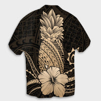 Hawaii Polynesian Pineapple Hibiscus Hawaiian Shirt - Gold - AH - Polynesian Pride