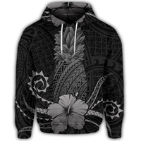 Hawaiian Polynesian Pineapple Hibiscus Hoodie Gray - Polynesian Pride