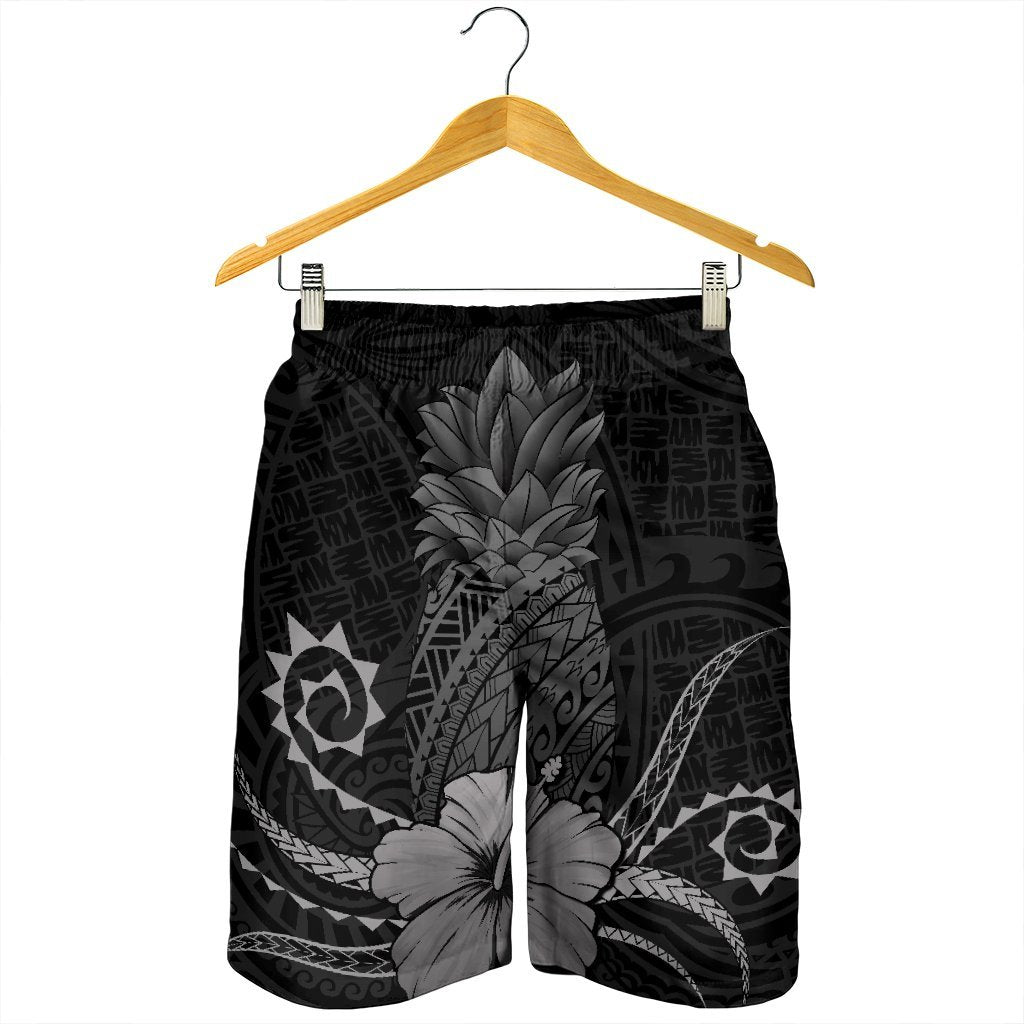 Hawaii Polynesian Pineapple Hibiscus Men's Shorts - Gray - AH - Polynesian Pride