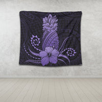 Hawaii Polynesian Pineapple Hibiscus Tapestry - Purple - AH - Polynesian Pride