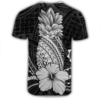 Hawaii Polynesian Pineapple Hibiscus T Shirt White - Polynesian Pride