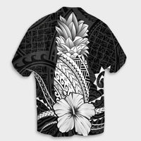 Hawaii Polynesian Pineapple Hibiscus Hawaiian Shirt - White - AH - Polynesian Pride