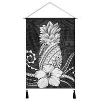 Hawaii Polynesian Pineapple Hibiscus Hanging Poster - White - AH Hanging Poster Cotton And Linen - Polynesian Pride