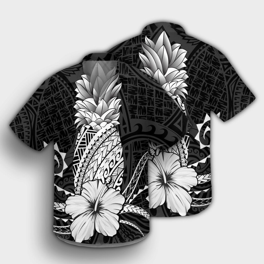 Hawaii Polynesian Pineapple Hibiscus Hawaiian Shirt - White - AH - Polynesian Pride
