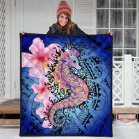 Hawaii Polynesian Pink Hibiscus Seahorse Premium Quilts - AH - Polynesian Pride