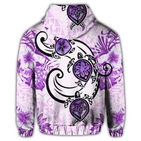 Hawaii Polynesian Plumeria Hibiscus Turtle Zip Hoodie Jack Style Pink - Polynesian Pride