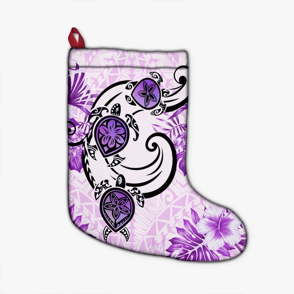 Hawaii Polynesian Plumeria Hibiscus Turtle Christmas Stocking - AH - Jack Style - Pink Christmas Stocking 26 X 42 cm Black - Polynesian Pride