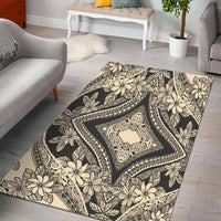 Hawaii Polynesian Plumeria Mix Gray Area Rug - AH - Polynesian Pride