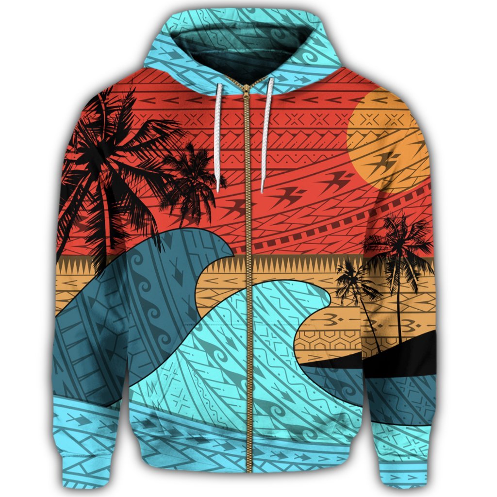 Hawaii Polynesian Sun Down Zip Hoodie - Polynesian Pride