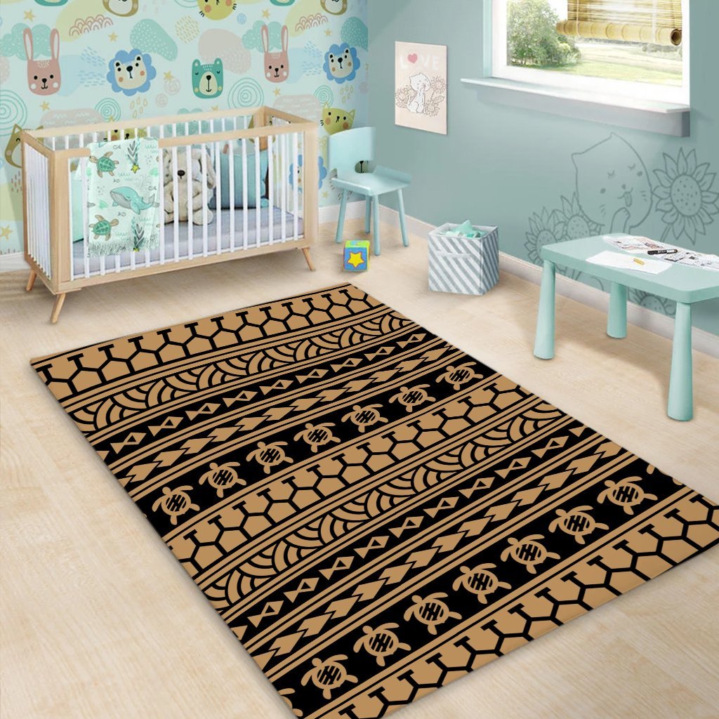 Hawaii Polynesian Tattoo Tribal Gold Area Rug - AH - Polynesian Pride