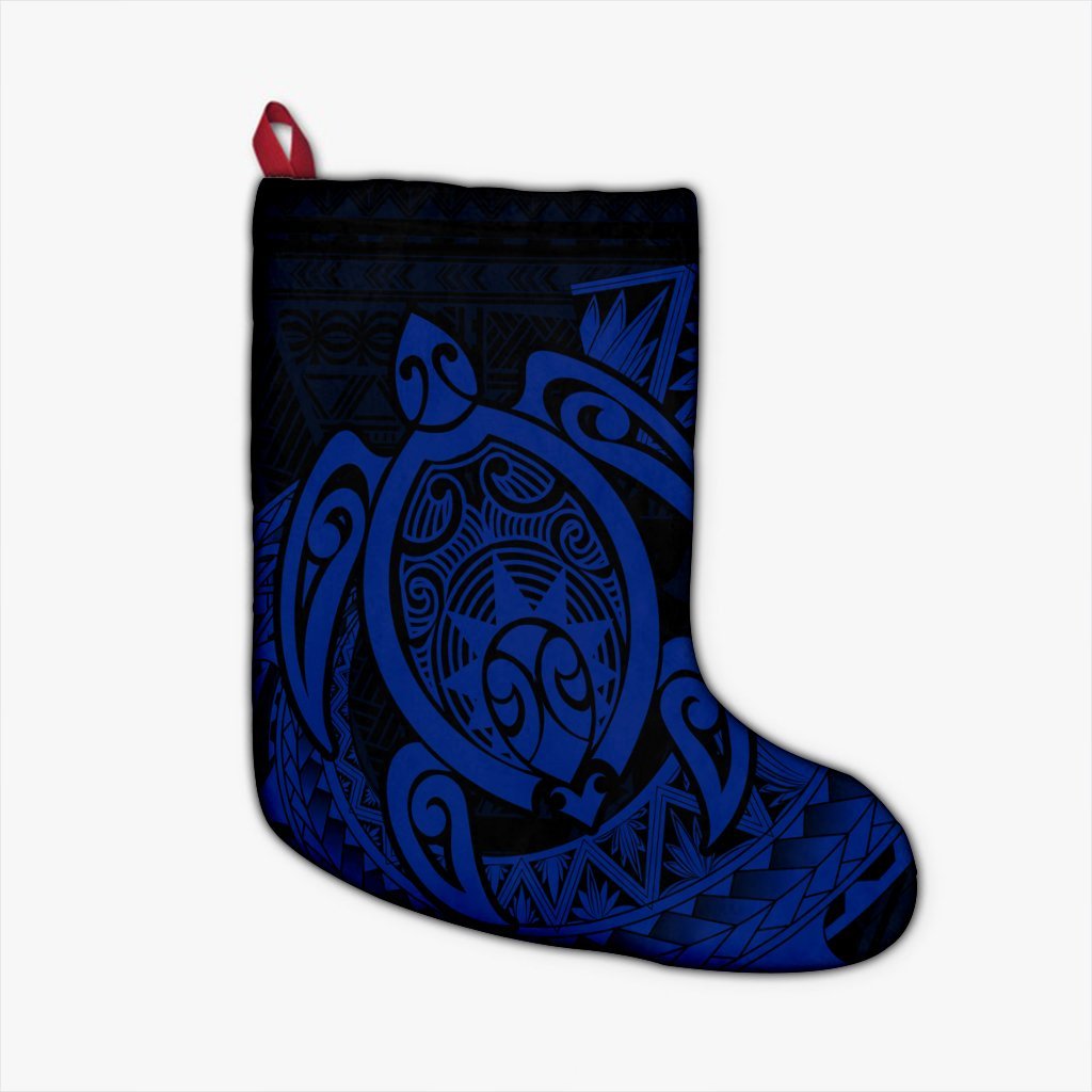 Hawaii Polynesian Turtle Christmas Stocking - Blue - AH Christmas Stocking 26 X 42 cm Black - Polynesian Pride