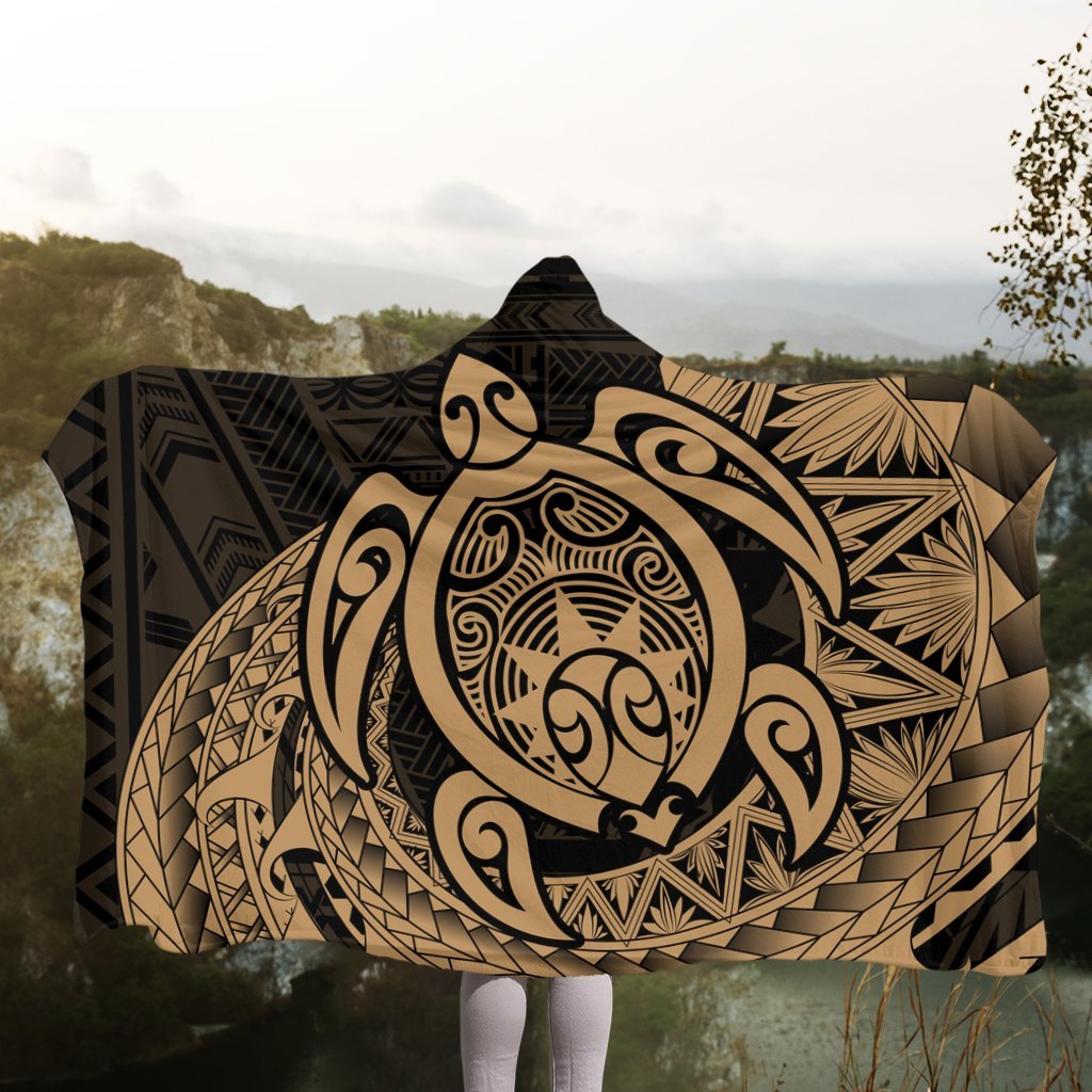Hawaii Polynesian Turtle Hooded Blanket - Gold - AH - Polynesian Pride