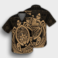 Hawaii Polynesian Turtle Hawaiian Shirt - Gold - AH - Polynesian Pride