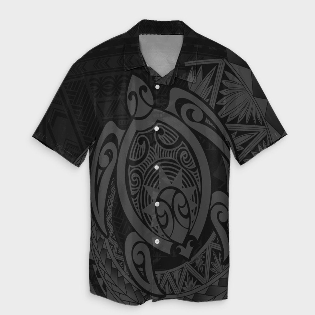 Hawaii Polynesian Turtle Hawaiian Shirt - Gray - AH Unisex Black - Polynesian Pride
