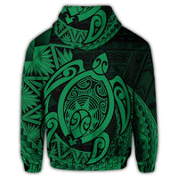 Hawaii Polynesian Turtle Zip Hoodie Green - Polynesian Pride