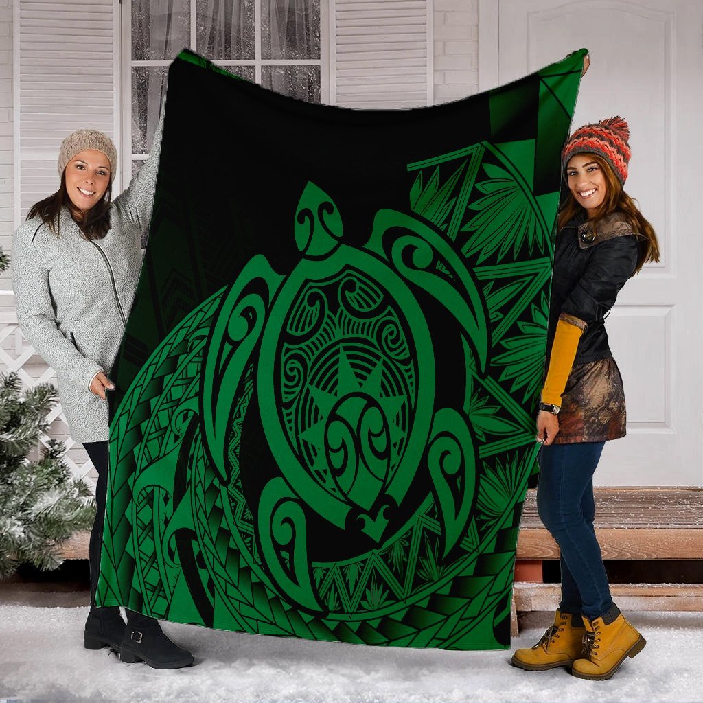Hawaii Polynesian Turtle Premium Blankets - Green - AH - Polynesian Pride