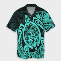 Hawaii Polynesian Turtle Hawaiian Shirt - Turquoise - AH Unisex Black - Polynesian Pride