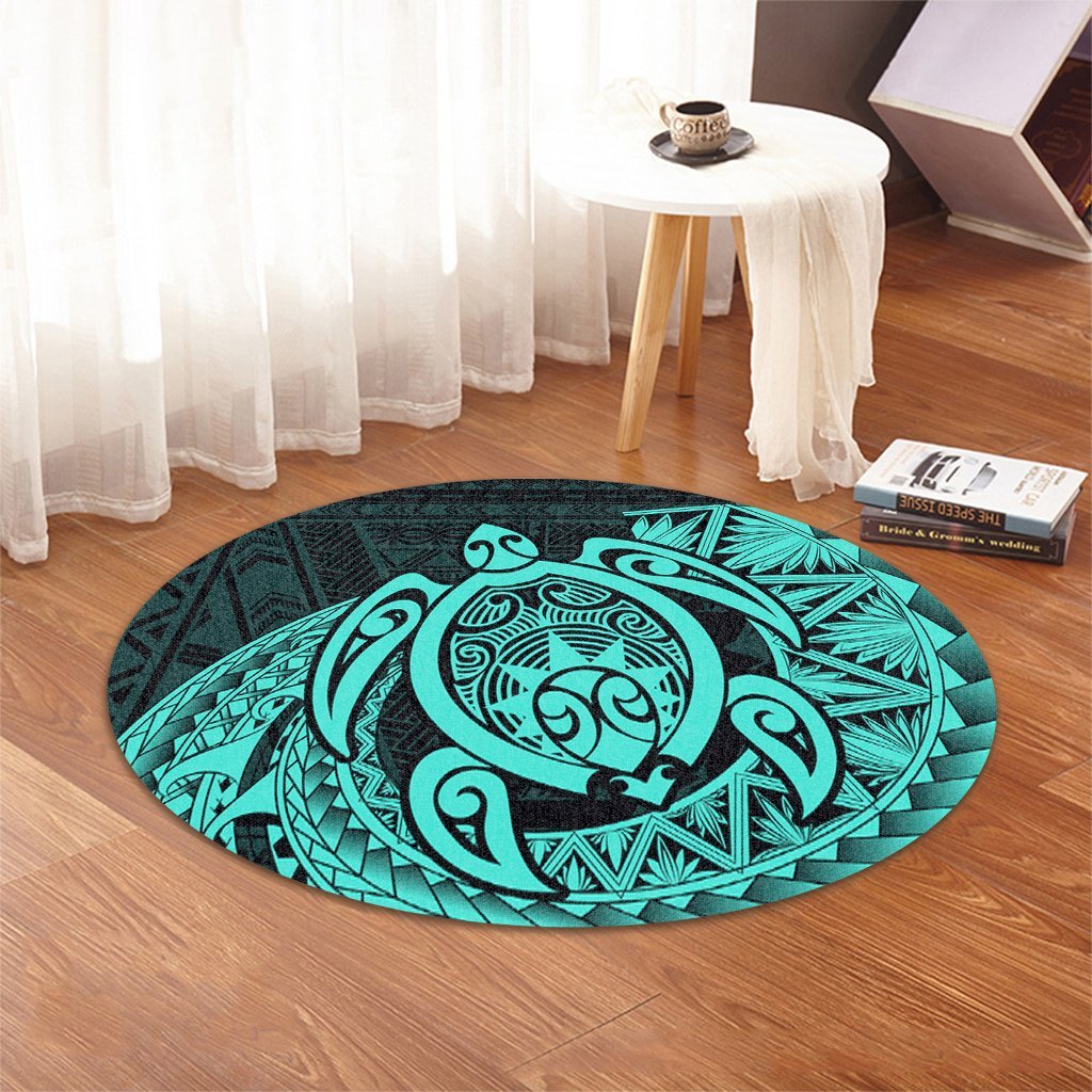 Hawaii Polynesian Turtle Round Carpet - Turquoise - AH - Polynesian Pride
