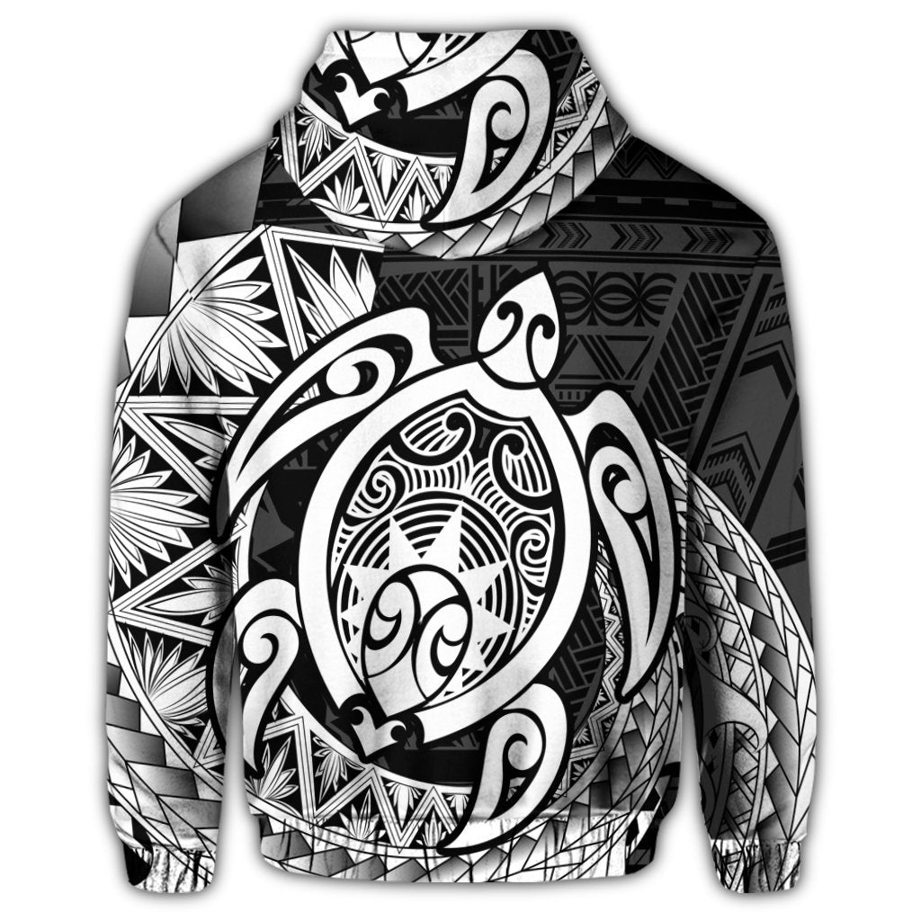 Hawaii Polynesian Turtle Zip Hoodie White - Polynesian Pride