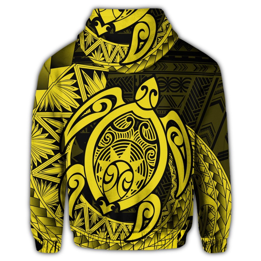Hawaii Polynesian Turtle Zip Hoodie Yellow - Polynesian Pride