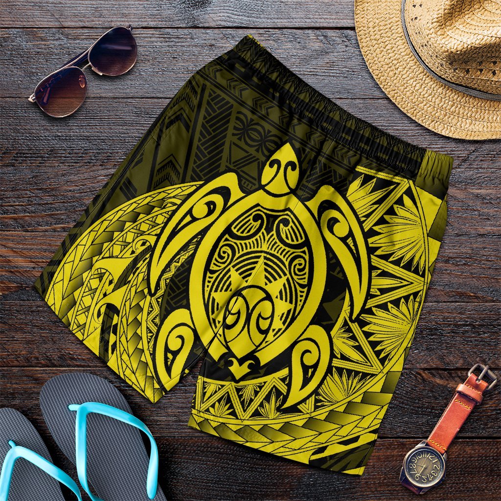 Hawaii Polynesian Turtle Men's Shorts - Yellow - AH Art - Polynesian Pride