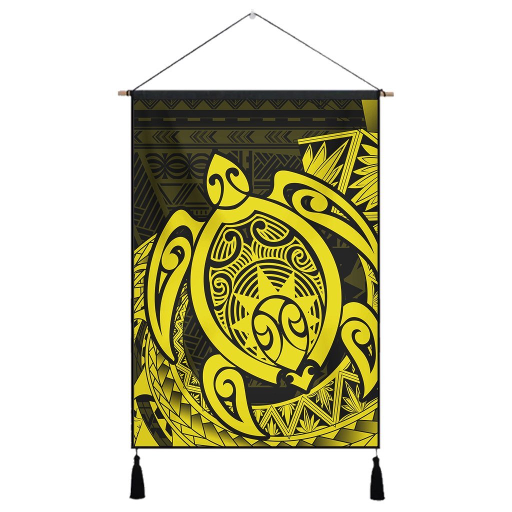 Hawaii Polynesian Turtle Hanging Poster - Yellow - AH Hanging Poster Cotton And Linen - Polynesian Pride