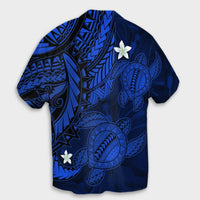 Hawaii Polynesian Turtle Hibiscus Hawaiian Shirt - Blue - AH Unisex Black - Polynesian Pride