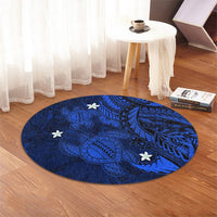 Hawaii Polynesian Turtle Hibiscus Round Carpet - Blue - AH - Polynesian Pride