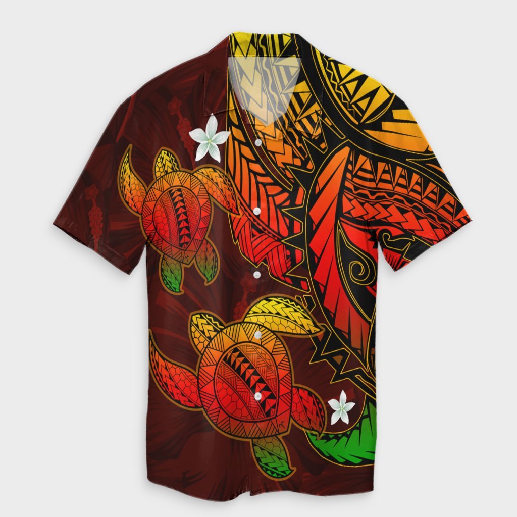 Hawaii Polynesian Turtle Hibiscus Hawaiian Shirt - Color Flag - AH Unisex Black - Polynesian Pride