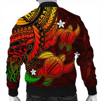 Hawaii Polynesian Turtle Hibiscus Bomber Jacket - Color Flag - AH - Polynesian Pride