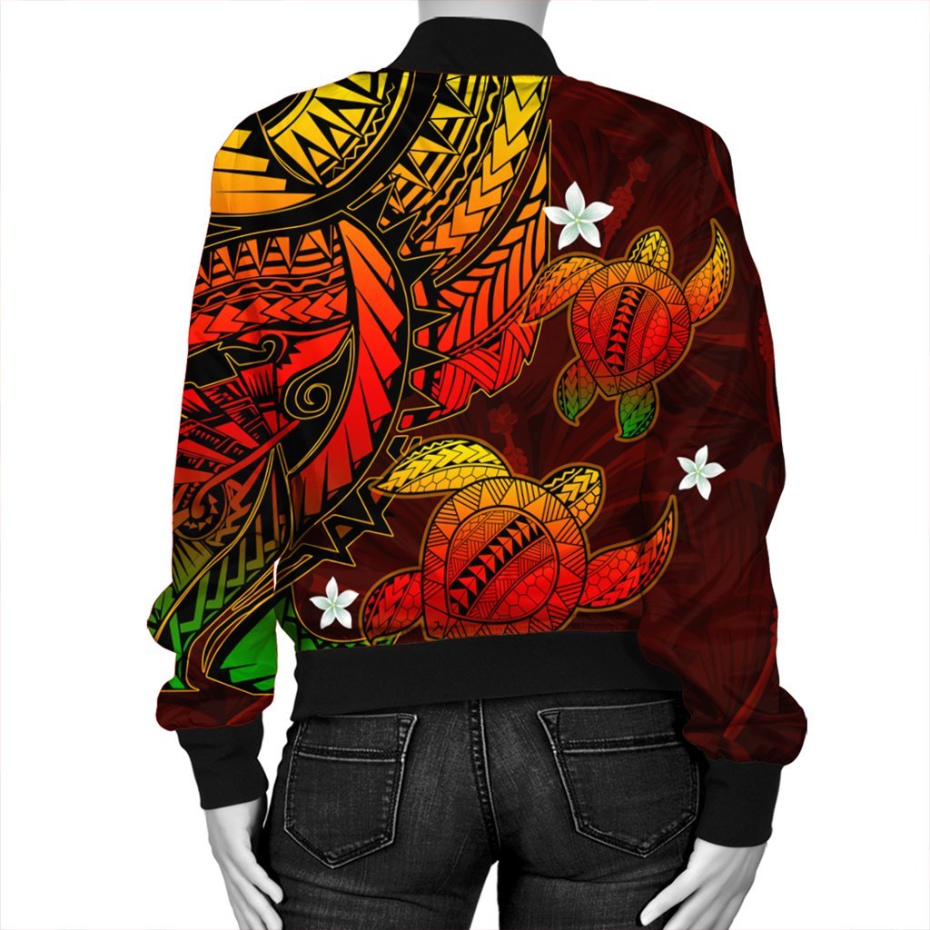 Hawaii Polynesian Turtle Hibiscus Bomber Jacket - Color Flag - AH - Polynesian Pride