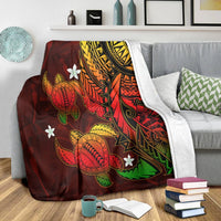 Hawaii Polynesian Turtle Hibiscus Premium Blankets - Color Flag - AH - Polynesian Pride