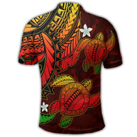 Hawaii Polynesian Turtle Hibiscus Polo Shirt Color Flag AH - Polynesian Pride