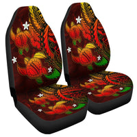 Hawaii Polynesian Turtle Hibiscus Car Seat Covers - Color Flag - AH Universal Fit Black - Polynesian Pride