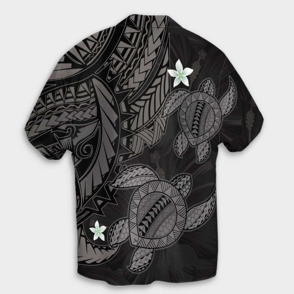 Hawaii Polynesian Turtle Hibiscus Hawaiian Shirt - Gray - AH - Polynesian Pride