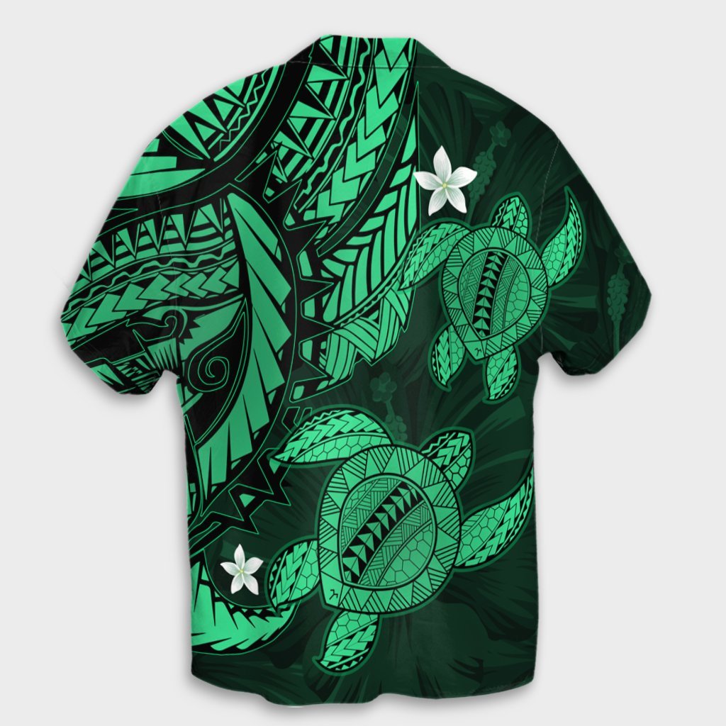Hawaii Polynesian Turtle Hibiscus Hawaiian Shirt - Green - AH - Polynesian Pride