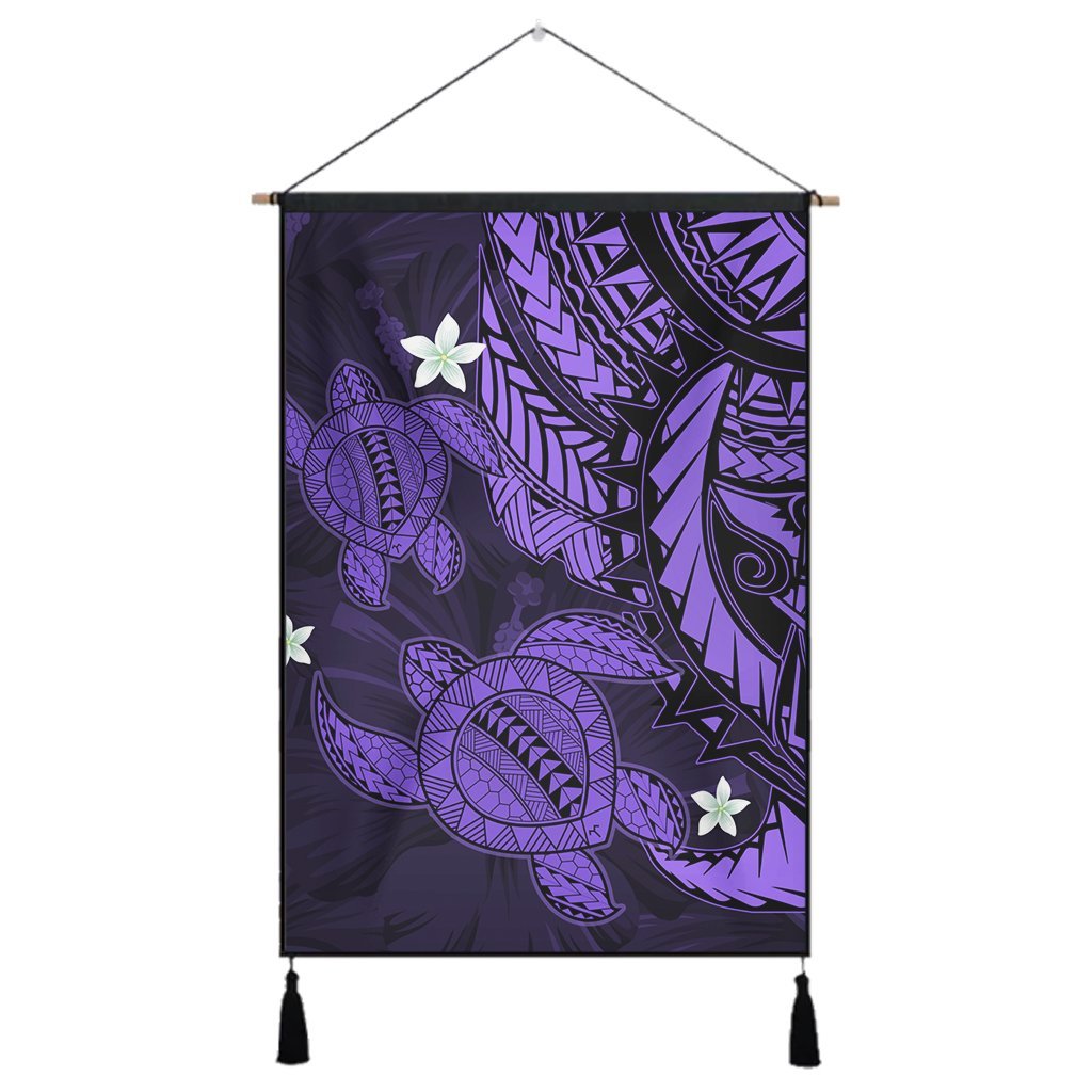 Hawaii Polynesian Turtle Hibiscus Hanging Poster - Purple - AH Hanging Poster Cotton And Linen - Polynesian Pride
