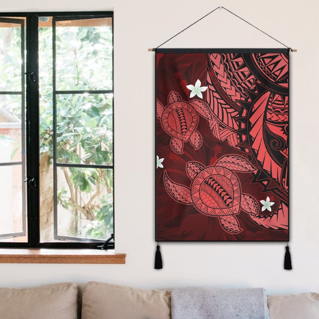 Hawaii Polynesian Turtle Hibiscus Hanging Poster - Red - AH - Polynesian Pride