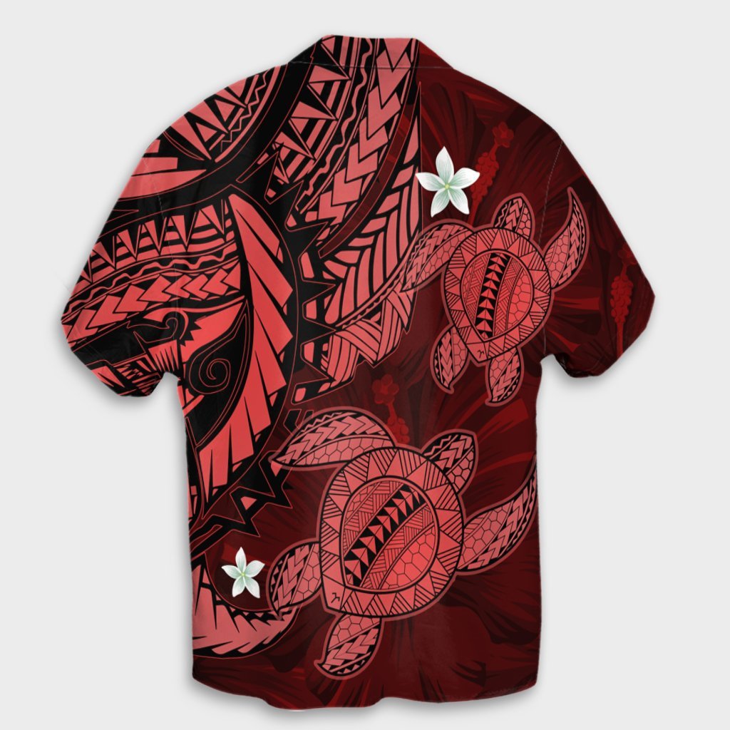 Hawaii Polynesian Turtle Hibiscus Hawaiian Shirt - Red - AH - Polynesian Pride