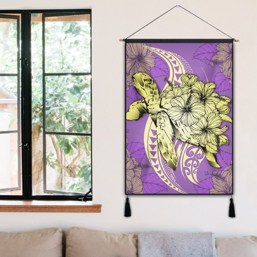 Hawaii Polynesian Turtle Hibiscus Hanging Poster - Yellow - AH - Polynesian Pride