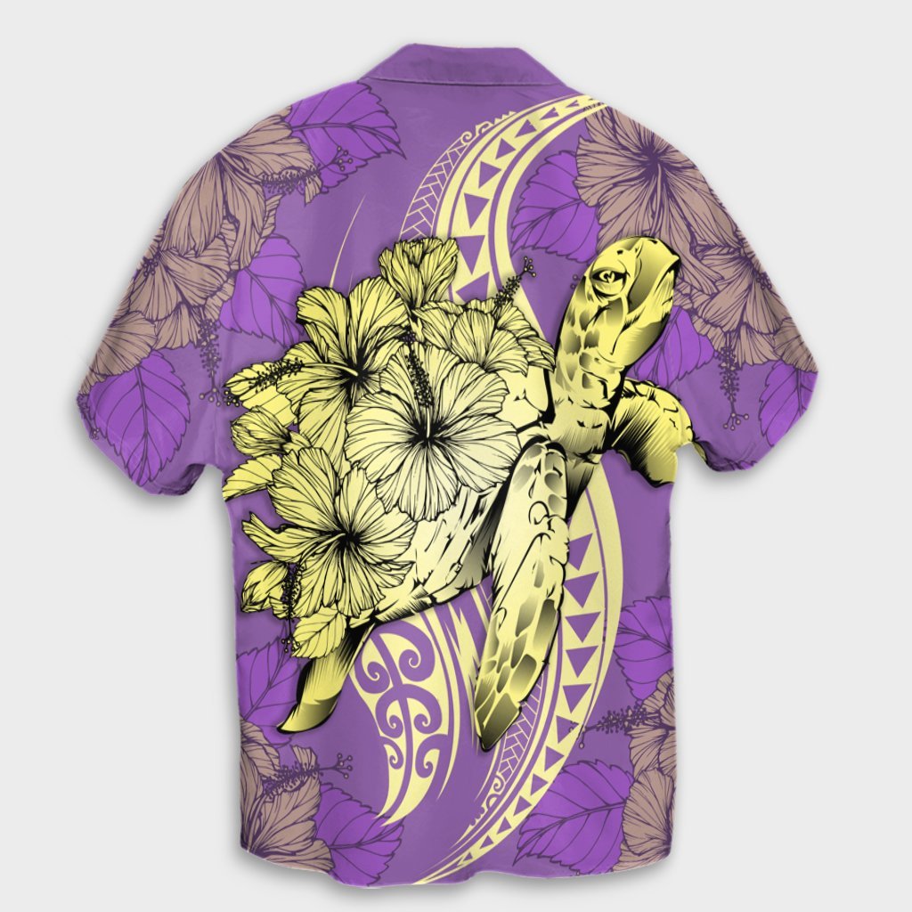 Hawaii Polynesian Turtle Hibiscus Hawaiian Shirt - Yellow - AH - Polynesian Pride