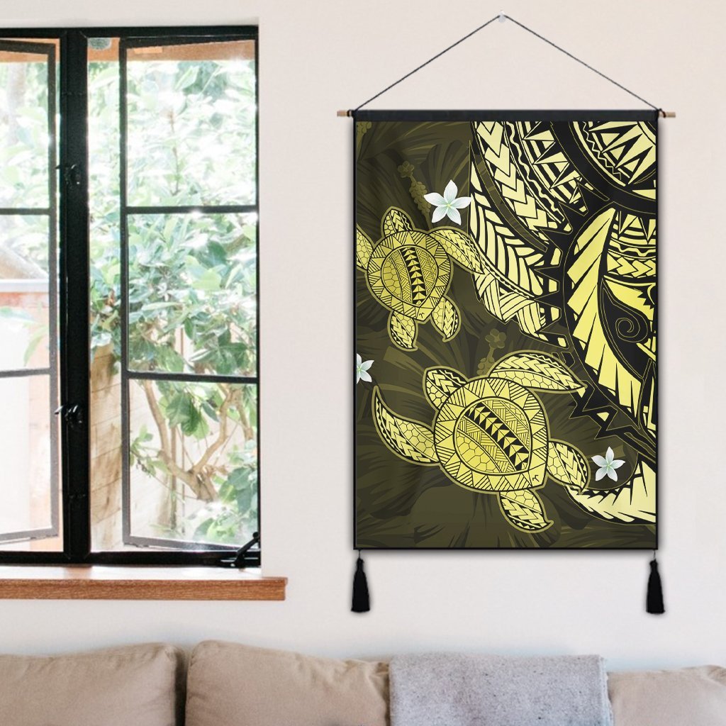 Hawaii Polynesian Turtle Hibiscus Hanging Poster - Yelow - AH - Polynesian Pride