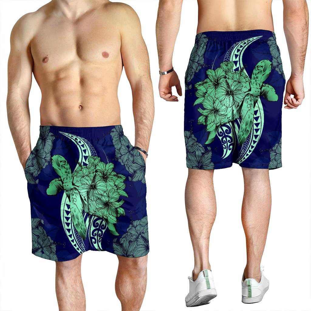 Hawaii Polynesian Turtle Hibiscus Men's Shorts1 - AH - Polynesian Pride