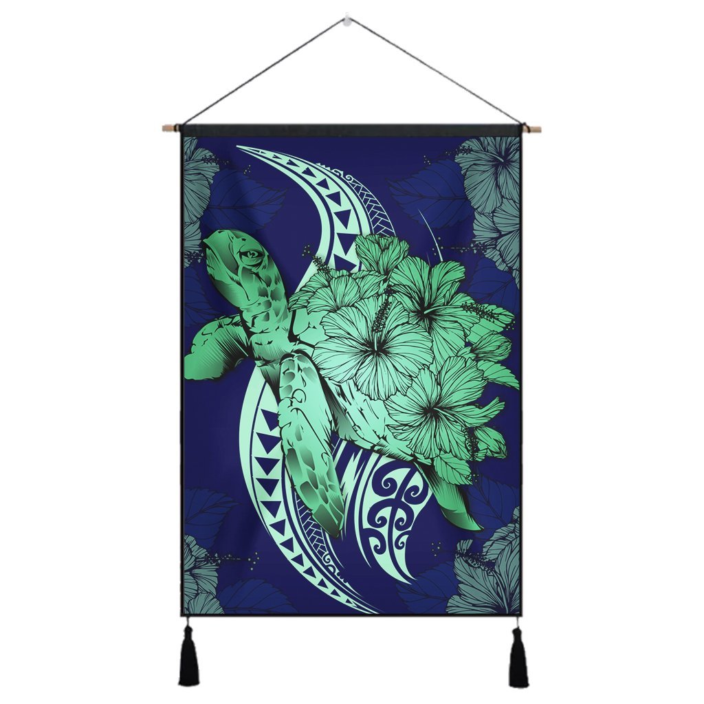 Hawaii Polynesian Turtle Hibiscus Hanging Poster1 - AH Hanging Poster Cotton And Linen - Polynesian Pride